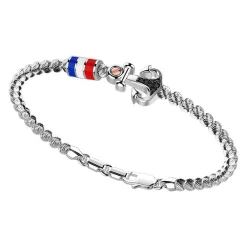 Clearance Zancan Silver Beads Bracelet With Nautical Flags And Anchor With Black Stones. Bracelets