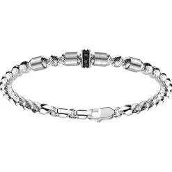 Shop Zancan Silver Beads Bracelet With Satin Finish Inserts And Black Stones. Bracelets