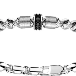 Shop Zancan Silver Beads Bracelet With Satin Finish Inserts And Black Stones. Bracelets