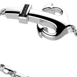 Best Zancan Silver Beads Bracelet With Anchor And Black Stones. Bracelets