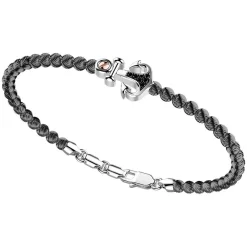 Cheap Zancan Silver Beads Bracelet With Anchor And Black Stones. Bracelets
