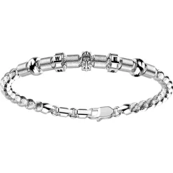 Flash Sale Zancan Silver Beads Bracelet With Satin Finish Inserts And Geographical Coordinates. Bracelets