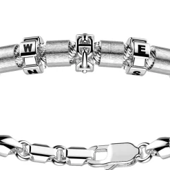 Flash Sale Zancan Silver Beads Bracelet With Satin Finish Inserts And Geographical Coordinates. Bracelets
