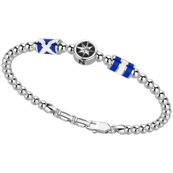 Shop Zancan Silver Beads Bracelet With Nautical Flags And Wind Rose. Bracelets