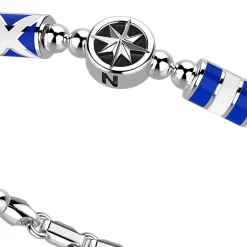 Shop Zancan Silver Beads Bracelet With Nautical Flags And Wind Rose. Bracelets