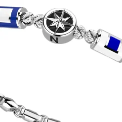 Shop Zancan Silver Beads Bracelet With Nautical Flags And Wind Rose. Bracelets