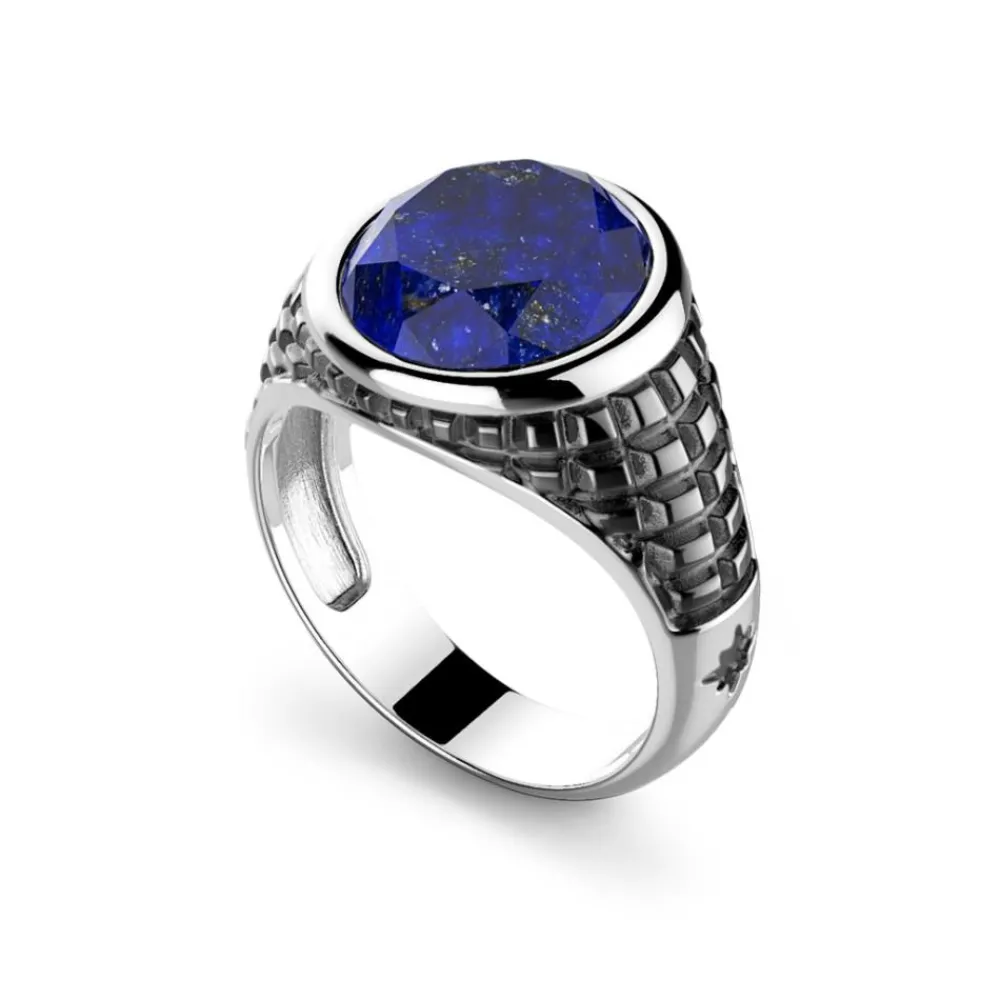 Store Zancan Silver Blue Stone Ring. Bagues