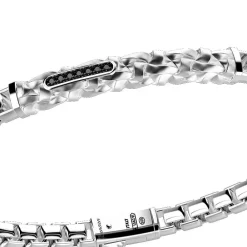 Store Zancan Silver Bracelet With Tag And Black Stones. Bracelets