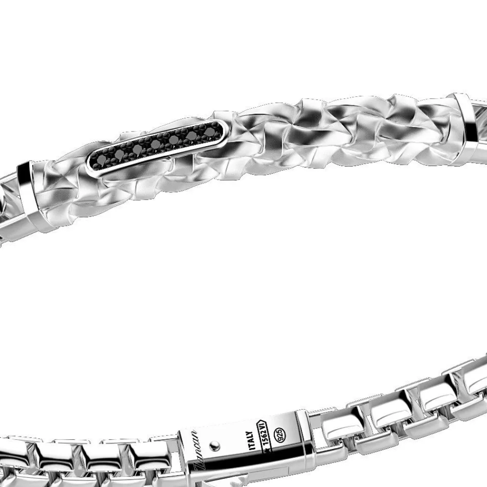 Store Zancan Silver Bracelet With Tag And Black Stones. Bracelets