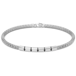 Store Zancan Silver Bracelet With Tag And Black Stones. Bracelets