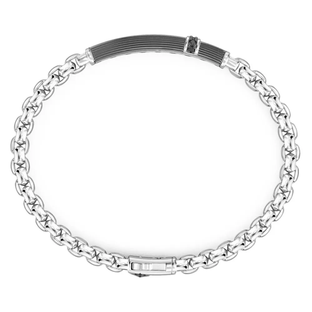 Store Zancan Silver Bracelet With Tag And Black Stones. Bracelets