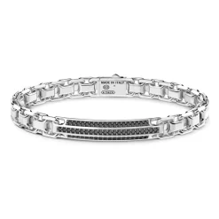Shop Zancan Silver Bracelet With Tag And Black Stones. Bracelets