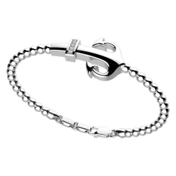 Store Zancan Silver Bracelet With Spheres And Anchor And White Stones. Bracelets