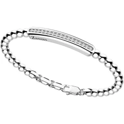 Store Zancan Silver Bracelet With Spheres And Tag And White Stones. Bracelets