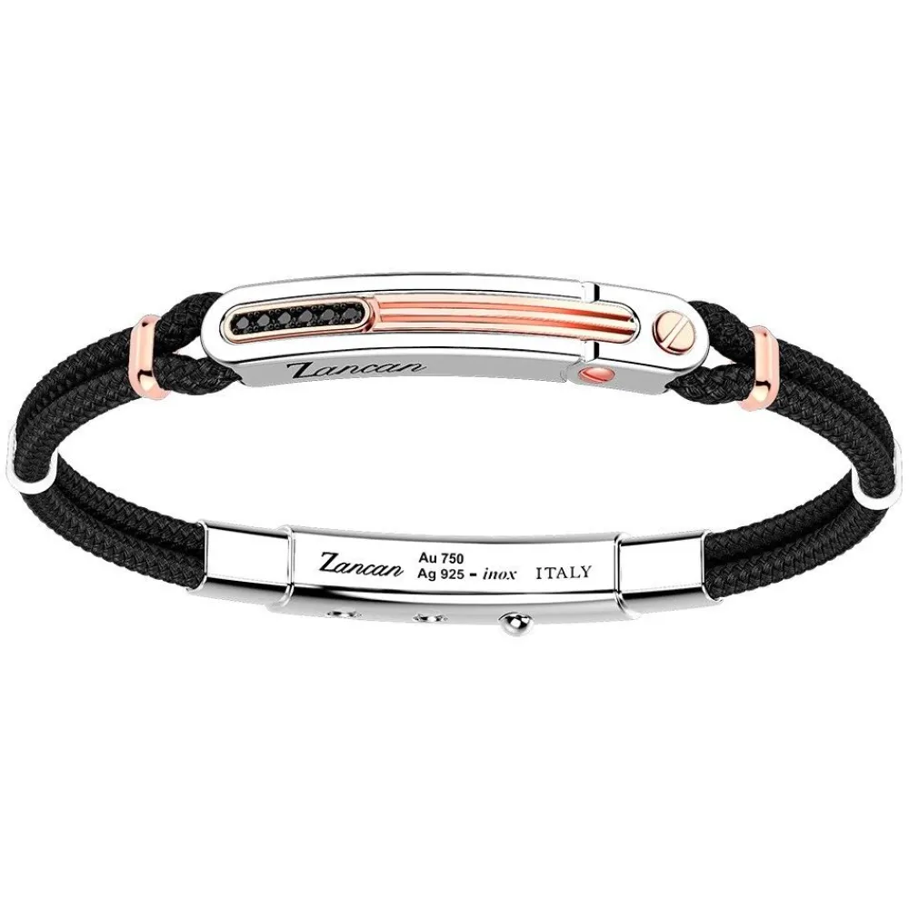 Outlet Zancan Silver Bracelet With 18K Gold Inserts, Stones And Kevlar. Bracelets