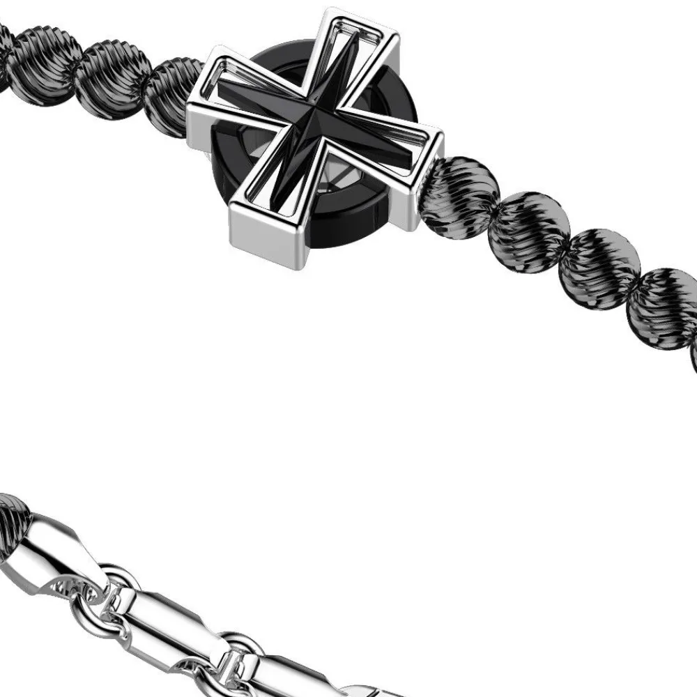 Outlet Zancan Silver Bracelet With Spheres And Greek Cross. Bracelets
