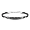 Store Zancan Silver Bracelet With Kevlar Cord And Black Stones. Bracelets