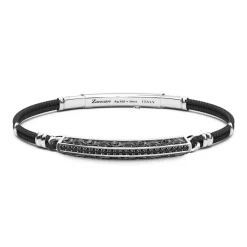 Store Zancan Silver Bracelet With Kevlar Cord And Black Stones. Bracelets