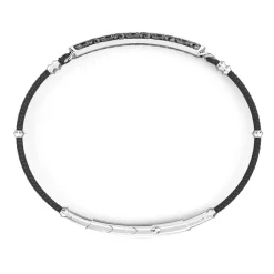 Store Zancan Silver Bracelet With Kevlar Cord And Black Stones. Bracelets