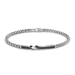 Outlet Zancan Silver Bracelet With Tag And Black Stones Bracelets