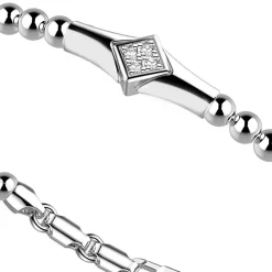 Cheap Zancan Silver Bracelet With Spheres And Tag And White Stones. Bracelets