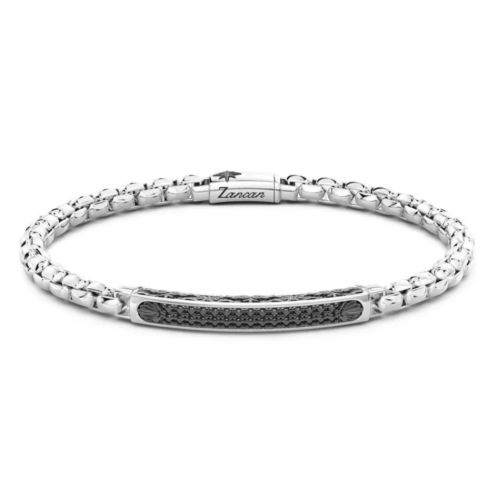 Outlet Zancan Silver Bracelet With Tag And Black Stones. Bracelets