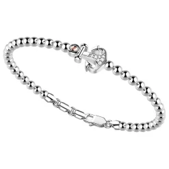 Cheap Zancan Silver Bracelet With Spheres And Anchor And White Stones. Bracelets