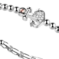 Cheap Zancan Silver Bracelet With Spheres And Anchor And White Stones. Bracelets