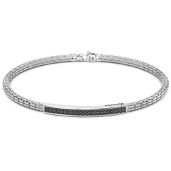 Hot Zancan Silver Bracelet With Tag And Black Stones. Bracelets