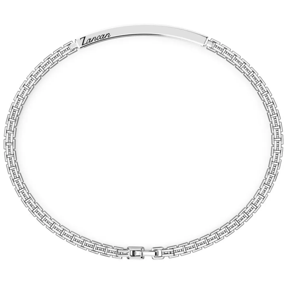 Hot Zancan Silver Bracelet With Tag And Black Stones. Bracelets