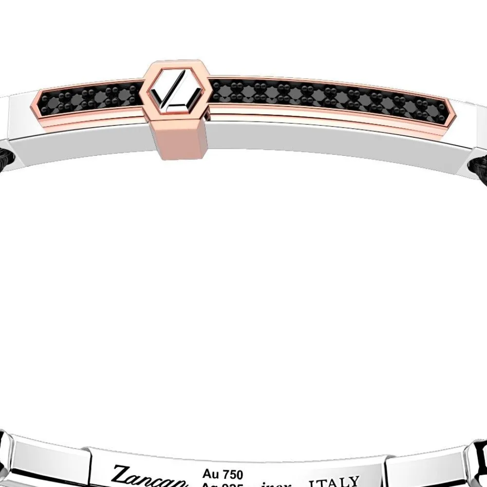 Outlet Zancan Silver Bracelet With 18K Gold Inserts, Stones And Kevlar. Bracelets