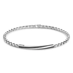 Cheap Zancan Silver Bracelet With Tag And Black Stones. Bracelets