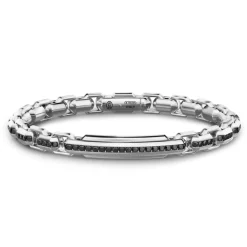 Fashion Zancan Silver Bracelet With Tag And Black Stones. Bracelets