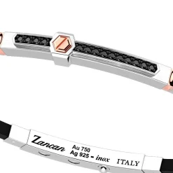 Outlet Zancan Silver Bracelet With 18K Gold Inserts, Stones And Silicone. Bracelets