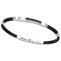 Fashion Zancan Silver Bracelet With 18K Gold Inserts, Stones And Silicone. Bracelets