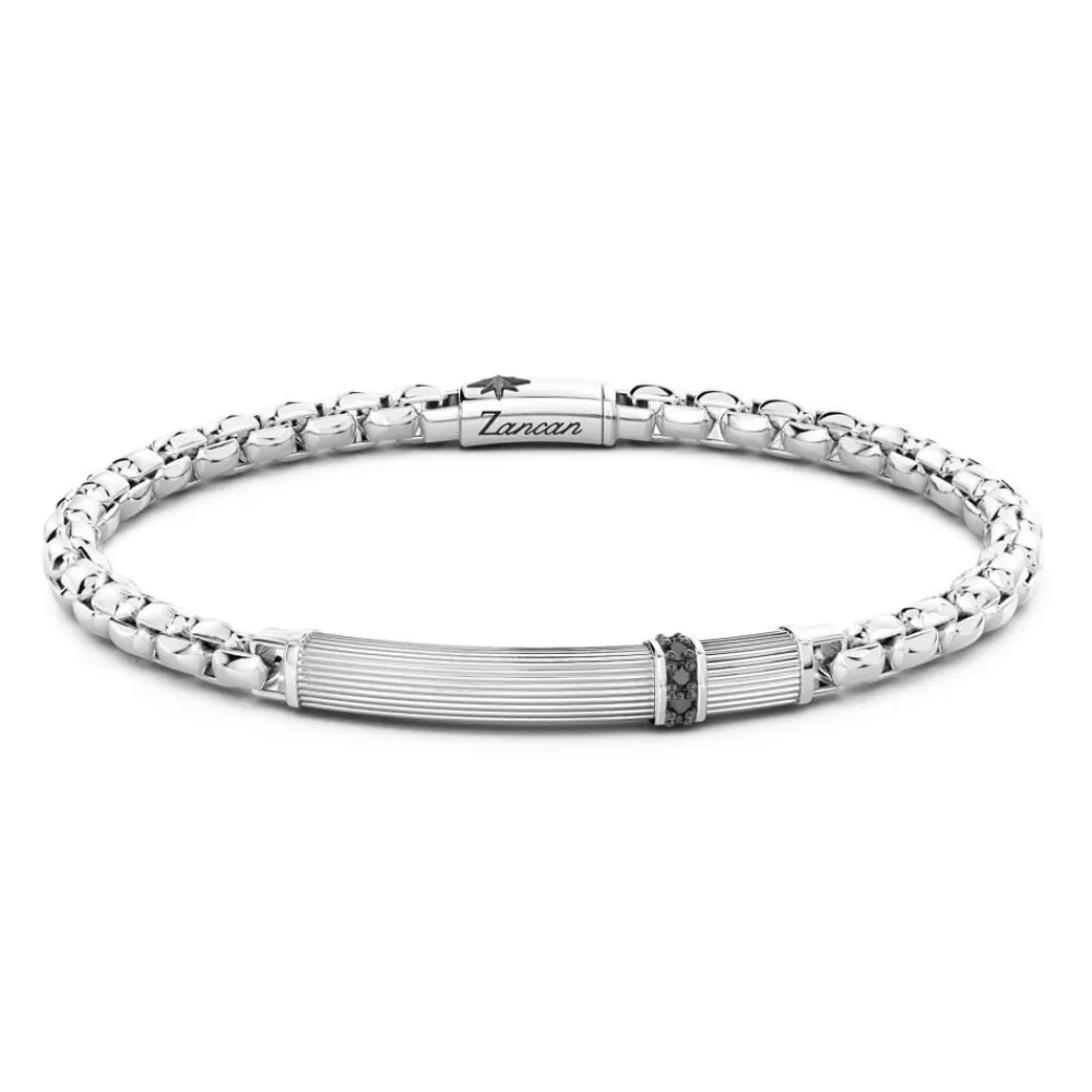 Best Zancan Silver Bracelet With Tag And Black Stones. Bracelets