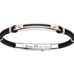 Clearance Zancan Silver Bracelet With 18K Gold Inserts, Stones And Kevlar. Bracelets
