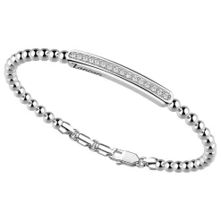 Store Zancan Silver Bracelet With Spheres And Tag And White Stones. Bracelets
