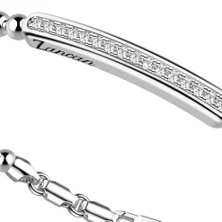 Store Zancan Silver Bracelet With Spheres And Tag And White Stones. Bracelets
