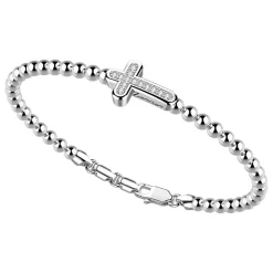 Clearance Zancan Silver Bracelet With Spheres And Cross And White Stones. Bracelets