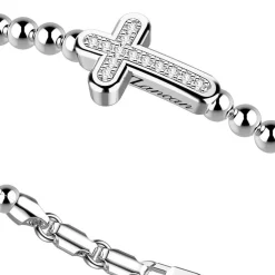 Clearance Zancan Silver Bracelet With Spheres And Cross And White Stones. Bracelets