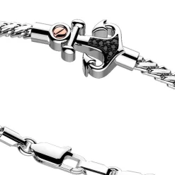 Flash Sale Zancan Silver Bracelet With Anchor And Black Stones. Bracelets