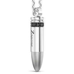 Shop Zancan Silver Bullet Necklace With Black Stones. Colliers