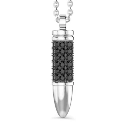 Flash Sale Zancan Silver Bullet Necklace With Black Stones. Colliers