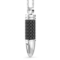 Flash Sale Zancan Silver Bullet Necklace With Black Stones. Colliers