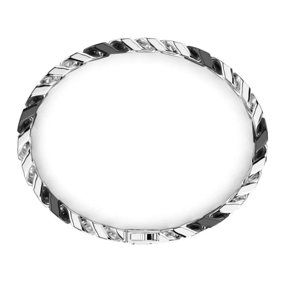 Store Zancan Silver Ceramic Curb Chain Bracelet With Lacquered Links. Bracelets