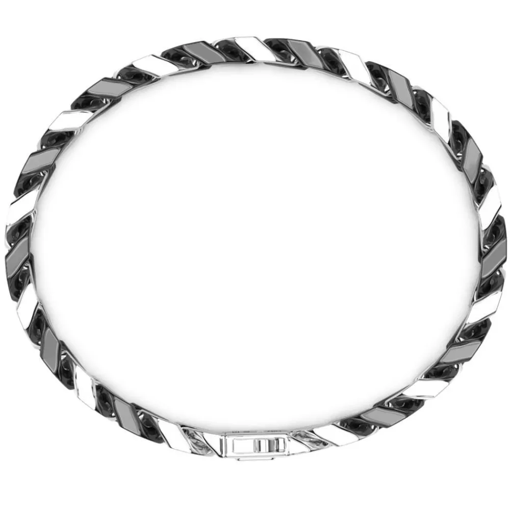 Best Sale Zancan Silver Ceramic Curb Chain Bracelet. Bracelets