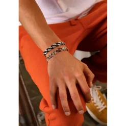 Best Sale Zancan Silver Ceramic Curb Chain Bracelet. Bracelets