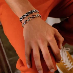 Store Zancan Silver Ceramic Curb Chain Bracelet With Lacquered Links. Bracelets