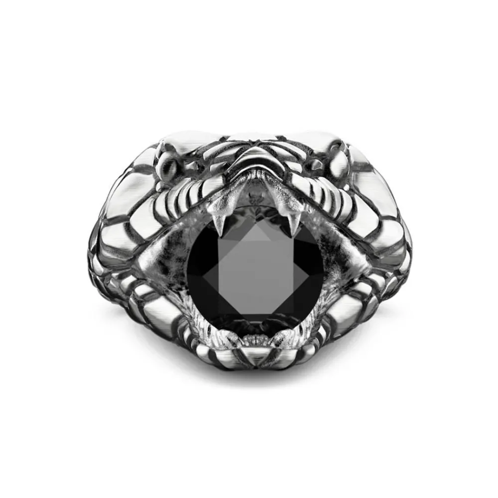 Cheap Zancan Silver Cobra Ring With Vintage Finish. Bagues